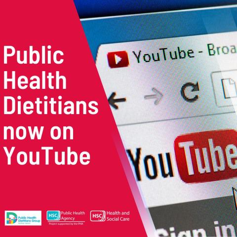 Public health dietitians graphic with YouTube webpage in background