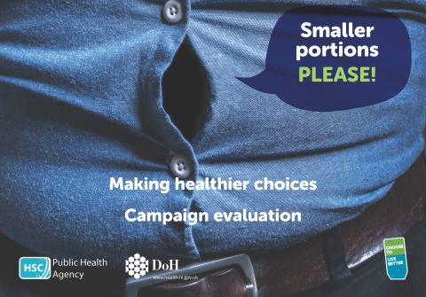 Front cover of report features stomach pulling on shirt buttons to represent eating a big meal after which clothes feel tighter
