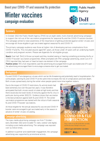 A4 front cover of report featuring background copy and image of pregnant woman with face mask in pharmacy setting
